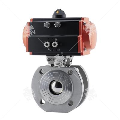 Pneumatic wafer ball valve