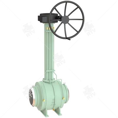 Ball valve with manual drive with ends for welding for underground installation