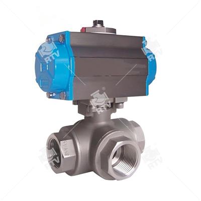 Pneumatic three-way ball valve